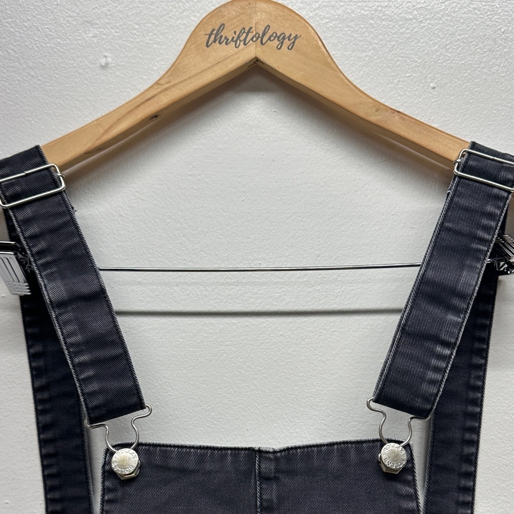 Rollas Denim Bib Overalls High Rise Wide Leg Pants Faded Black Gray Size 8 - Picture 4 of 8